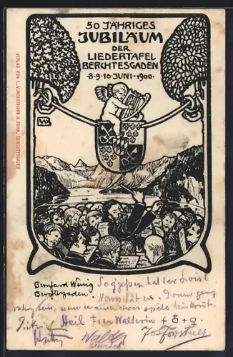 Künstler-AK Berchtesgaden, 50jähriges Jubiläum der Liedertafel 1900