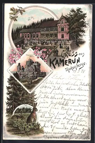 Lithographie Halberstadt, Gasthof Kamerun, Thekenberge, Gläserner Mönch