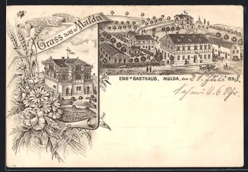 Lithographie Mulda, Eggs Gasthaus, Eggs Schweizerhaus