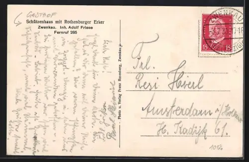 AK Zwenkau, Gasthof Schützenhaus mit Rothenburger Erker, Inh. Adolf Friese