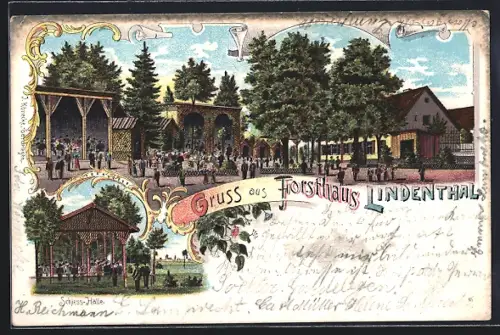 Lithographie Gardelegen, Forsthaus Lindenthal, Schiesshalle