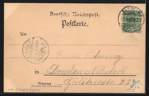 Lithographie Dresden-Trachenberge, Gasthaus Hellerschänke