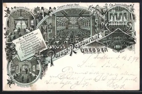 Lithographie Dresden, Palast-Restaurant, Ferdinand-Strasse 4