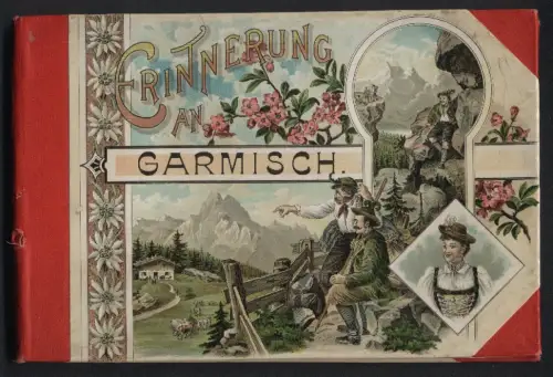 Leporello-Album 23 Lithographie-Ansichten Garmisch, Kainzenbad mit Schweizerhaus, Kurhaus, Mittenwald, Klamm, Eibsee