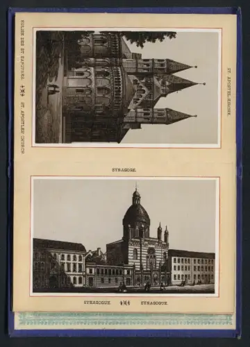 Leporello-Album 24 Lithographie-Ansichten Köln, Synagoge, Dom Innenansicht, Richmondis Haus, Flora, Zoo, Theater