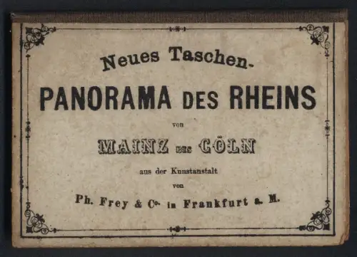 Leporello-Album 16 Lithographie-Ansichten Mainz, Verlauf des Rheins, Panorama des Rheins