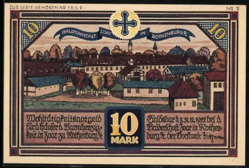 Notgeld Rothenburg 1922, 10 Mark, Hauptanstalt und Gebäude der Feuer-Versicherungs AG in Görlitz