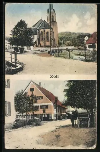 AK Zell / Grönenbach, St. Peter und Paul - Kirche, Strassenpartie