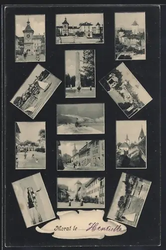 AK Morat, Strassenpartie, Küstenansicht, Burg