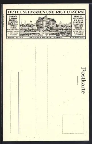 AK Luzern, Hotel Schwanen und Rigi, Prop. Hermann Haefeli