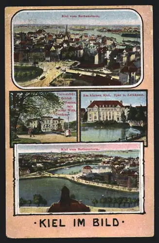 AK Kiel, Universität, Schlossgarten, Spar- und Leihkasse, Ortsansicht