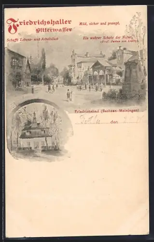 AK Friedrichshall / Sachsen-Meiningen, Friedrichshaller Bitterwasser, Strassenpartie