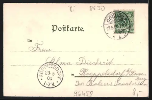 Sonnenschein-AK Coburg, Gesamtansicht der Veste