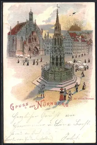 Sonnenschein-AK Nürnberg, Der schöne Brunnen