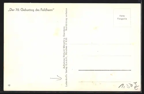 AK Erich Ludendorff, Der 70. Geburtstag des Feldherrn, Blumengeschenke