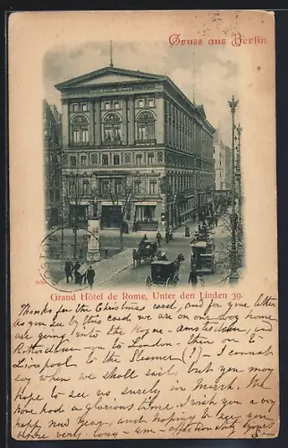 AK Berlin, Grand Hotel de Rome, Unter den Linden 39