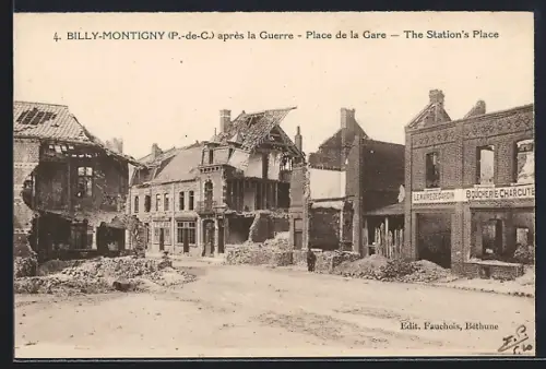 AK Billy-Montigny /P.-de-C., Place de la Gare après la Guerre