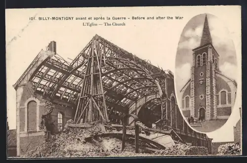 AK Billy-Montigny, L`Eglise avant et après la Guerre