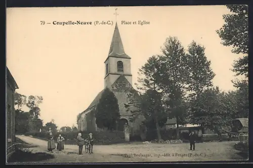AK Coupelle-Neuve /P.-de-C., Place et Eglise