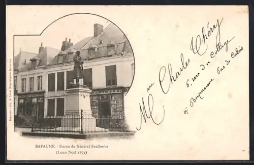 AK Bapaume, Statue du Général Faidherbe