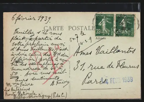 AK Billy-Montigny /P.-de-C., Salle de répétition des Mines de Courrières après la guerre