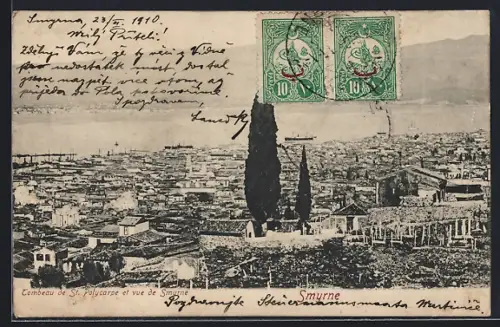 AK Smyrne, Tombeau de St. Polycarpe et vue