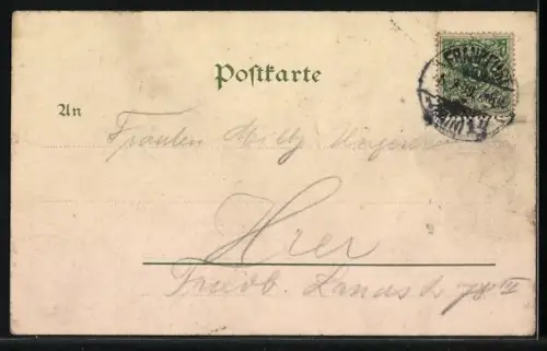 Lithographie Achtung Fettfleck, korpulenter Herr in Bademode springt ins Wasser