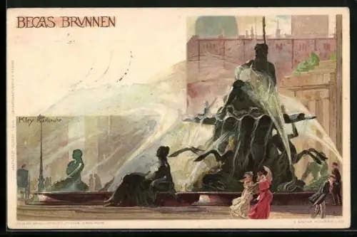 Künstler-AK Berlin, Neptunbrunnen