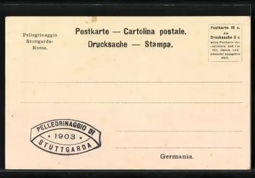 AK Stuttgart, III. Württemberger Romfahrt Ostern 1903, Pilgerführer Prof. Dr. Konrad Miller