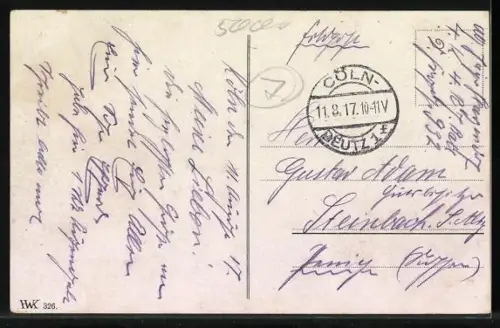 AK Köln, Stapelhaus mit zwei Strassenbahnen