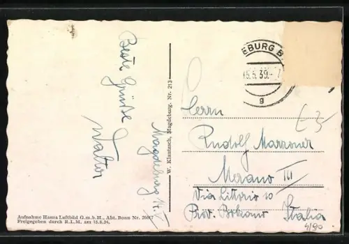 AK Magdeburg, Blick auf Ausstellungsgebäude, Fliegeraufnahme