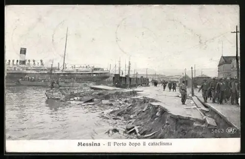 AK Messina, Der Hafen nach dem Erdbeben