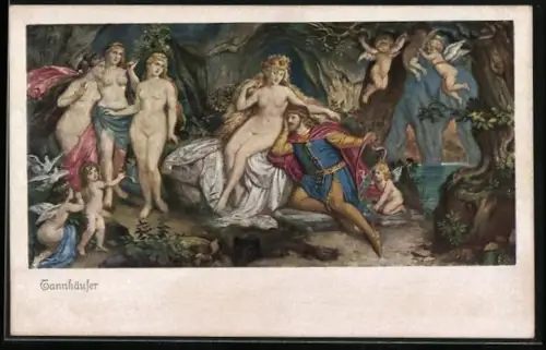 AK Tannhäuser, Motiv mit Putten und nackten Damen
