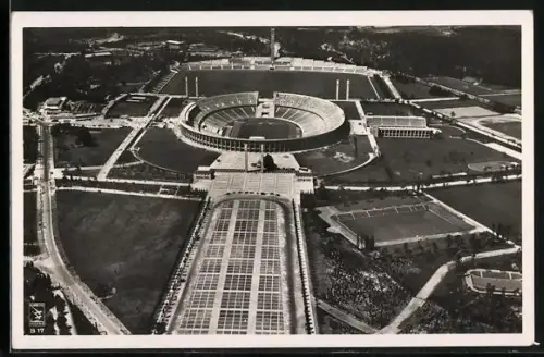 AK Berlin, Gesamtansicht Reichssportfeld vom Flugzeug aus