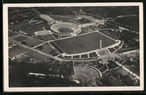 AK Berlin, Olympia, Reichssportfeld, Gesamtansicht mit Dietrich-Eckardt-Bühne, Fliegeraufnahme