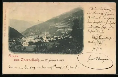 AK Obervellach, Gesamtansicht mit Blick zum Kirchturm