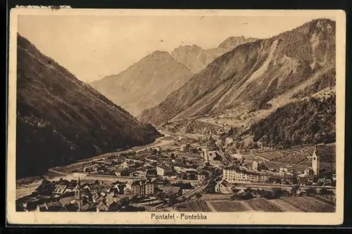 AK Pontafel, Ortsansicht mit Bergen
