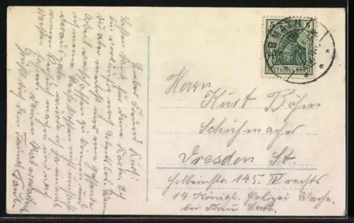 Künstler-AK Kavallerie-Patrouille im siegreichen Angriff gegen französ. Vorhut vor Noyon