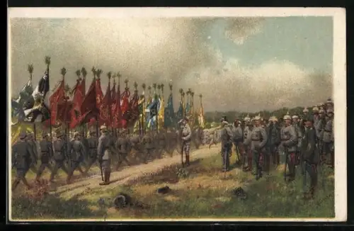 Künstler-AK Kronprinz Wilhelm von Preussen bei Parade