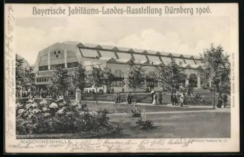 AK Nürnberg, bayer. Jubiläums-Landes-Ausstellung 1906, die Maschinenhalle