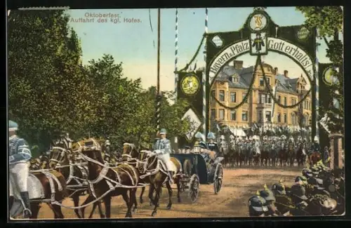 AK Oktoberfest, Festwiese mit Auffahrt des kgl. Hofes von Bayern