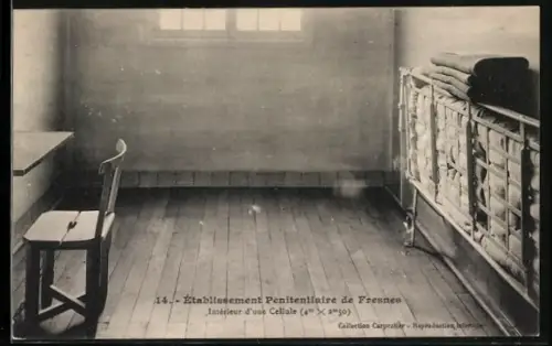 AK Fresnes, Établissement Penitentiaire, intérieur d`une cellule, Gefängnis, Innenansicht