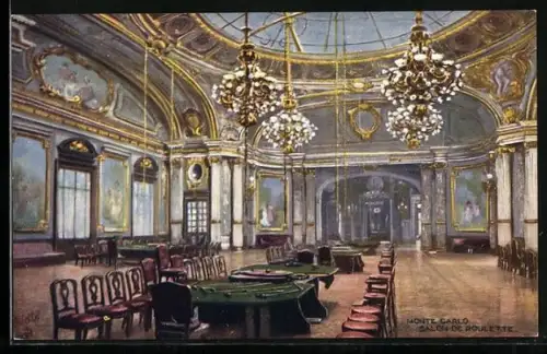 Künstler-AK Raphael Tuck & Sons Nr. 7053 /27: Monte-Carlo, Salon de la Roulette