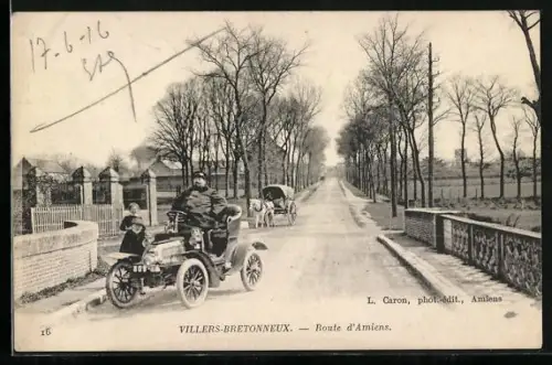 AK Auto De Dion Bouton (1903 /04), Villers-Bretonneux, Route d`Amiens