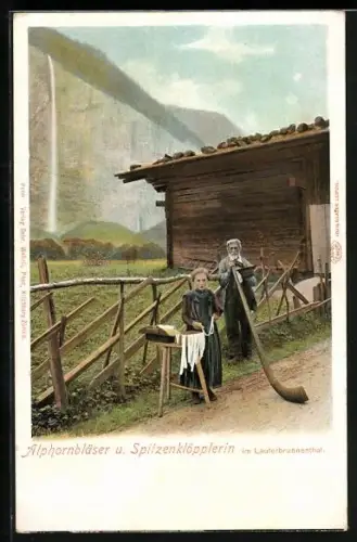 AK Lauterbrunnen, Alphornbläser und Spitzenklöpplerin