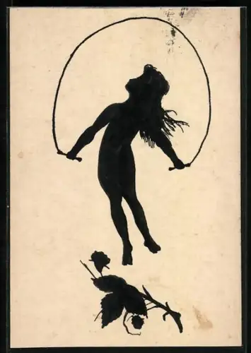 Künstler-AK Diefenbach: Göttl. Jugend I. Blatt 9: Kind beim Seilspringen, Schattenbild