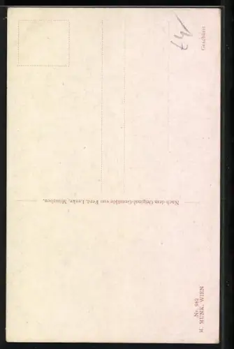 AK Die Walküre, Frau kniet vor einem mit Speer bewaffneten Krieger, Richard Wagner