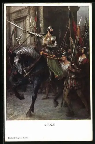 AK Richard-Wagner-Zyklus, Rienzi, Soldaten in Rüstung, Soldat auf Pferd