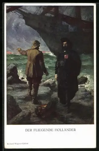 AK Der fliegende Holländer von Richard Wagner, Männer unterhalten sich am Ufer