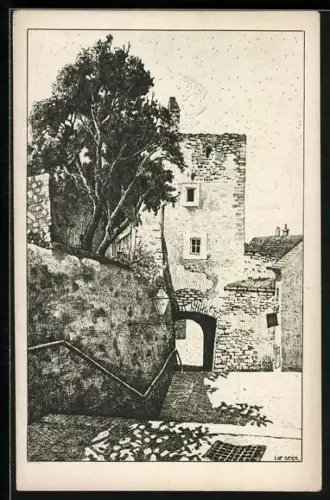 Künstler-AK Ulf Seidl: Wien, Haus im Lichtenthal